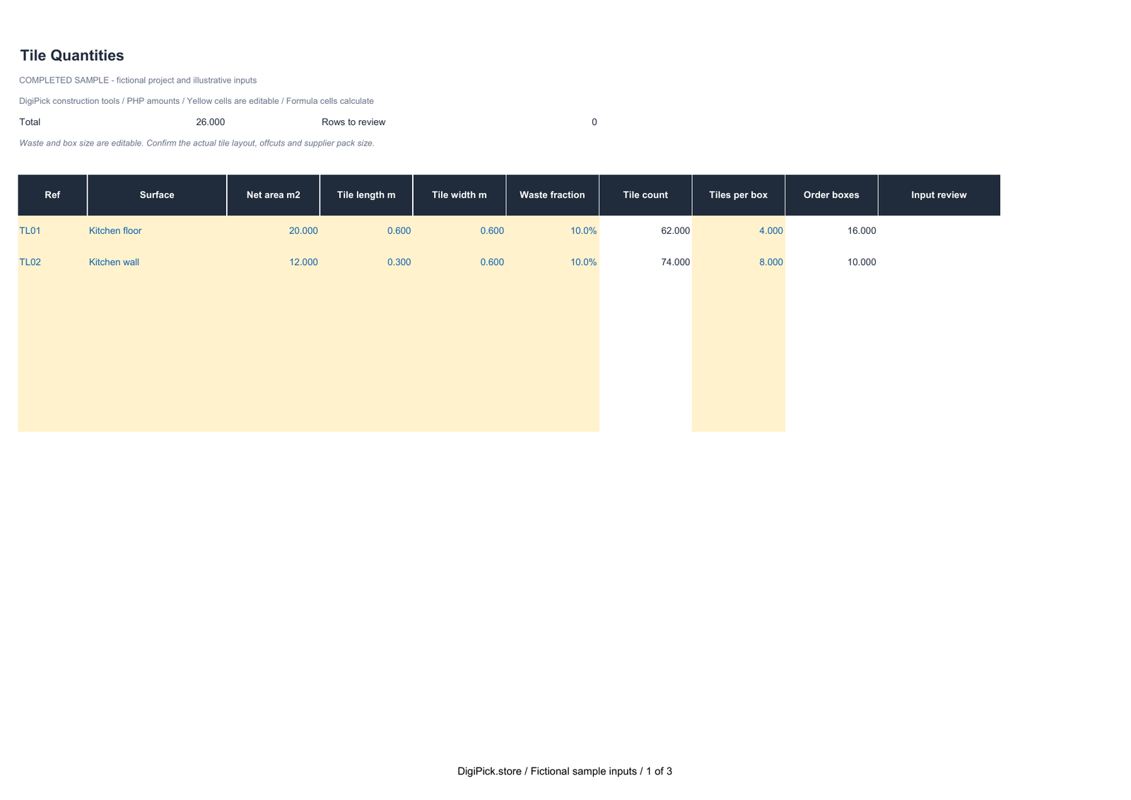 Tiles Installation Estimate Kit - Image 2