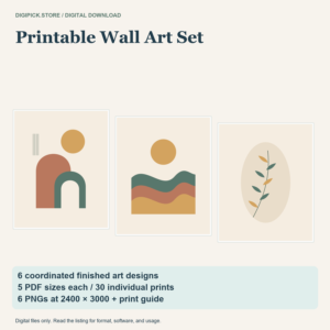 Printable Wall Art Set - original DigiPick digital product cover