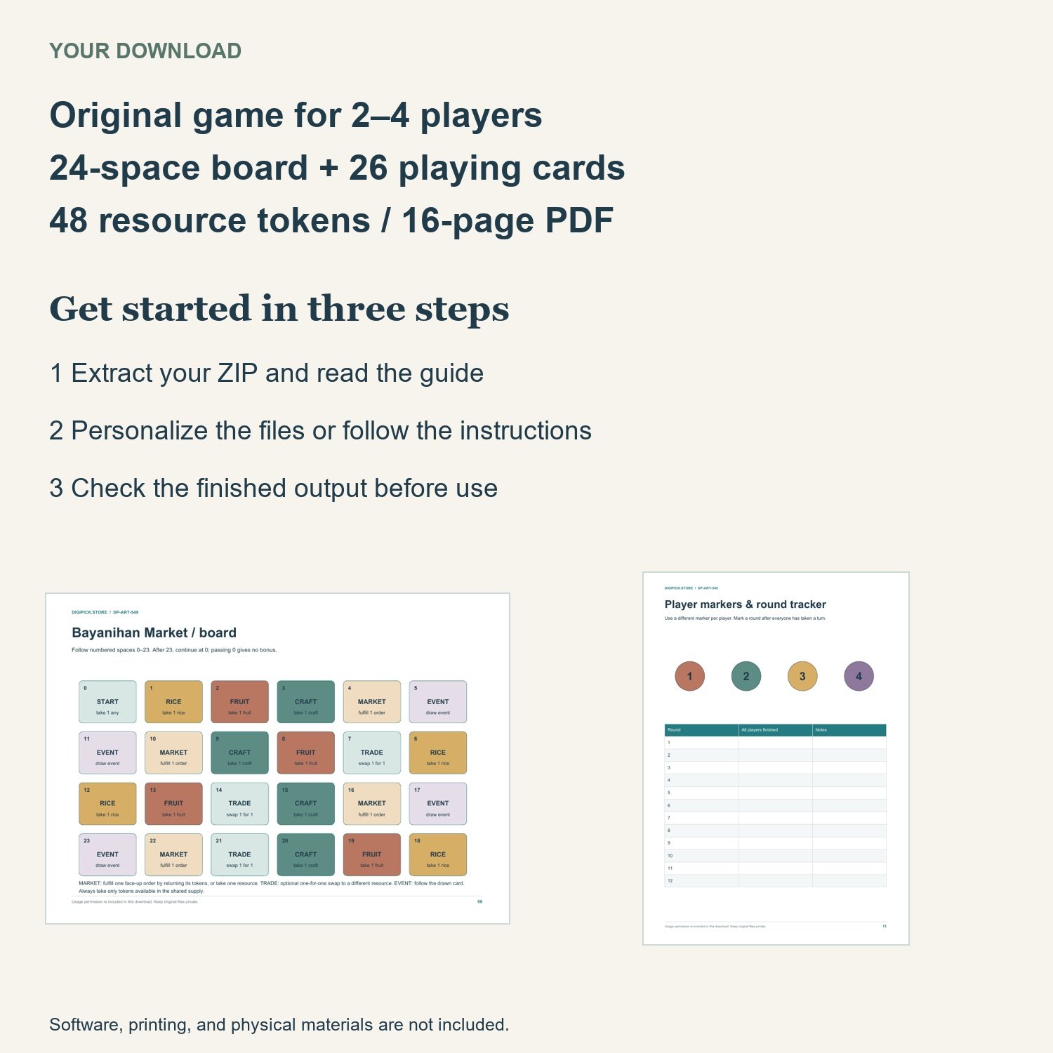 Bayanihan Market Tabletop Game - actual included file preview