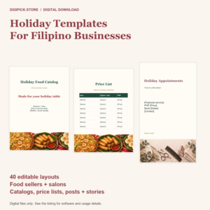 Filipino Business Holiday Templates - Food Sellers & Salons - original DigiPick digital product cover