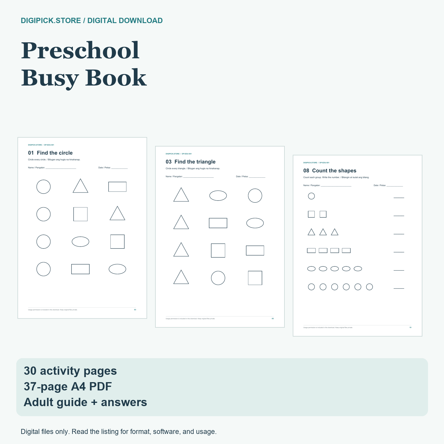 Preschool Busy Book - original DigiPick digital product cover