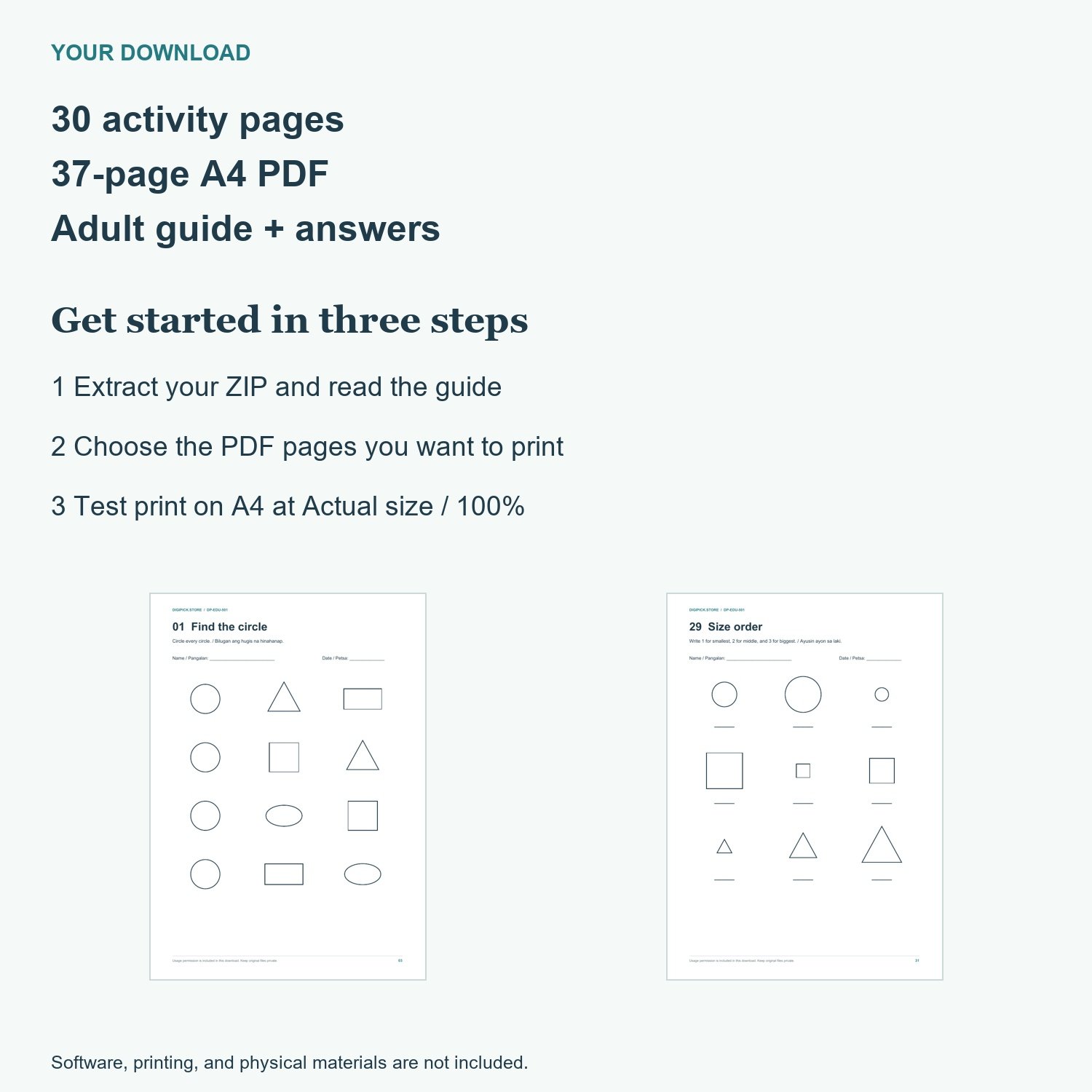 Preschool Busy Book - actual included file preview
