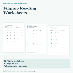Filipino Reading Worksheets - original DigiPick digital product cover
