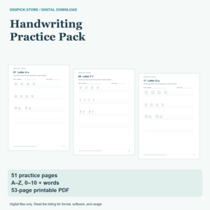 Handwriting Practice Pack - original DigiPick digital product cover
