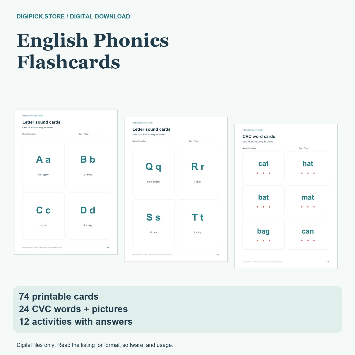 English Phonics Flashcards - original DigiPick digital product cover