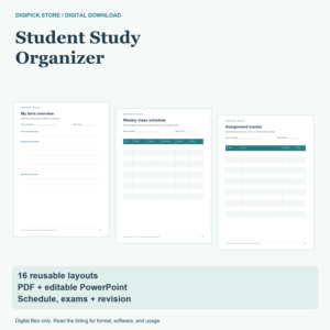 Student Study Organizer - original DigiPick digital product cover