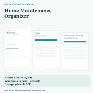Home Maintenance Organizer - original DigiPick digital product cover