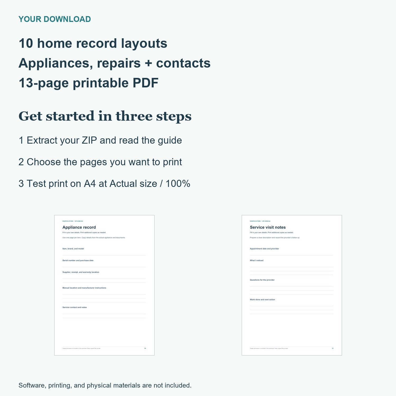 Home Maintenance Organizer - actual included file preview