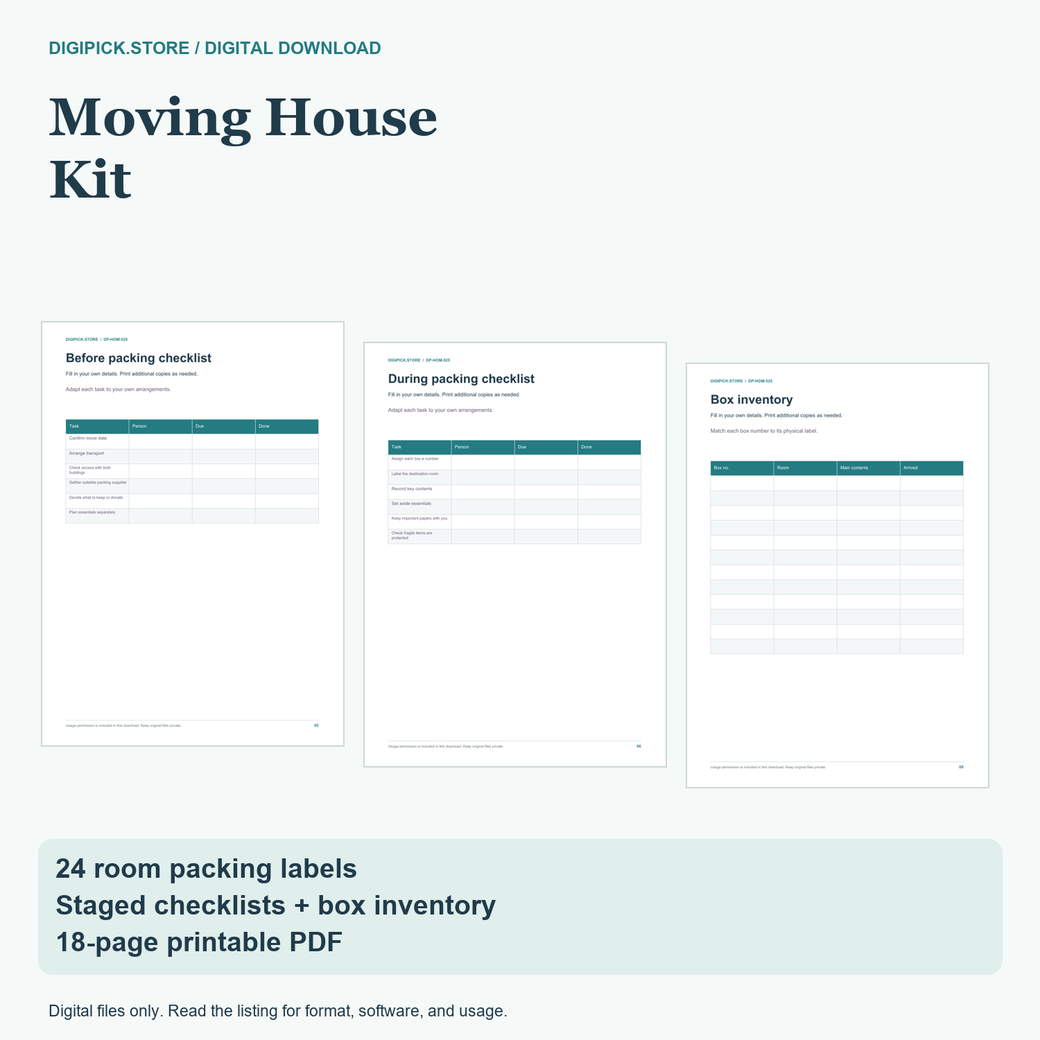 Moving House Kit - original DigiPick digital product cover