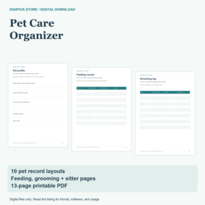 Pet Care Organizer - original DigiPick digital product cover