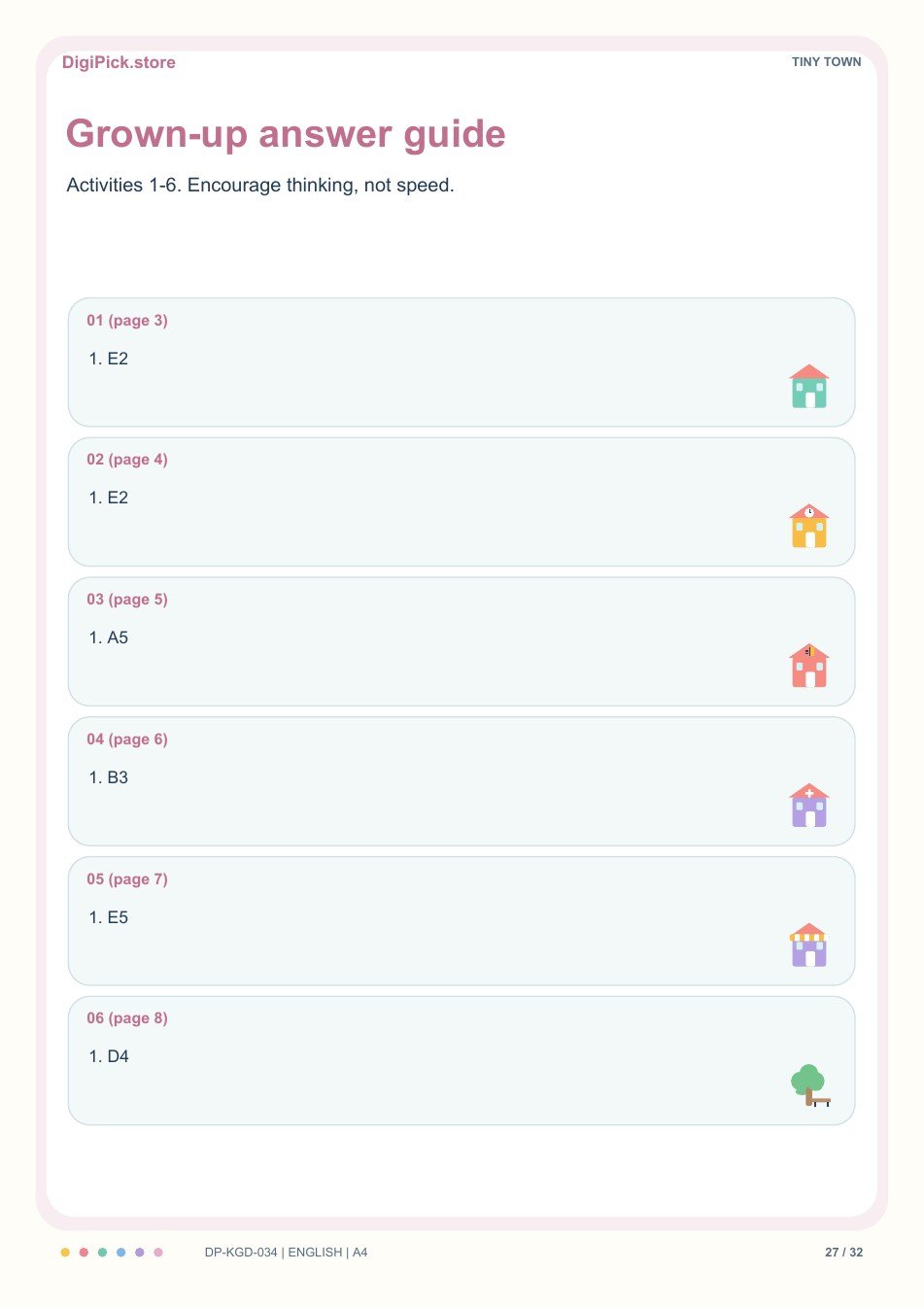 Tiny Town grid direction quest answer guide, PDF page 27