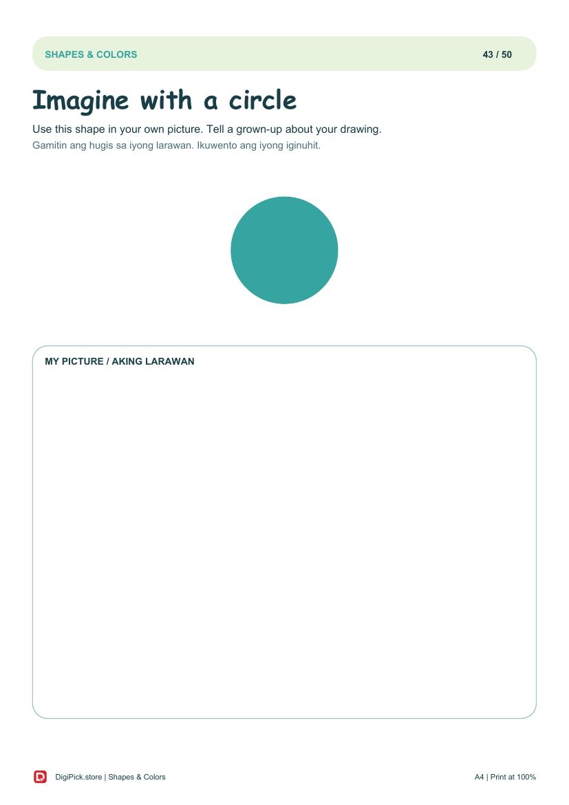 Shapes & Colors - 50 Colorful Preschool Pages (A4 PDF) - actual included file preview