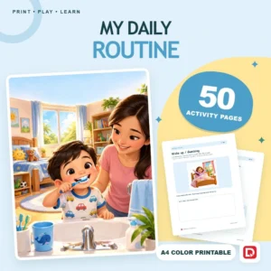 My Daily Routine - 50 Colorful Preschool Pages (A4 PDF) - original DigiPick digital product cover