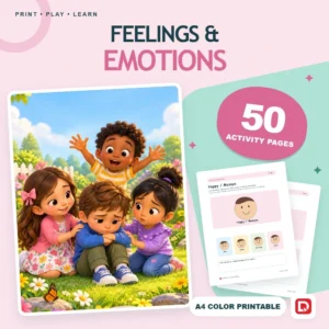 Feelings & Emotions - 50 Colorful Preschool Pages (A4 PDF) - original DigiPick digital product cover