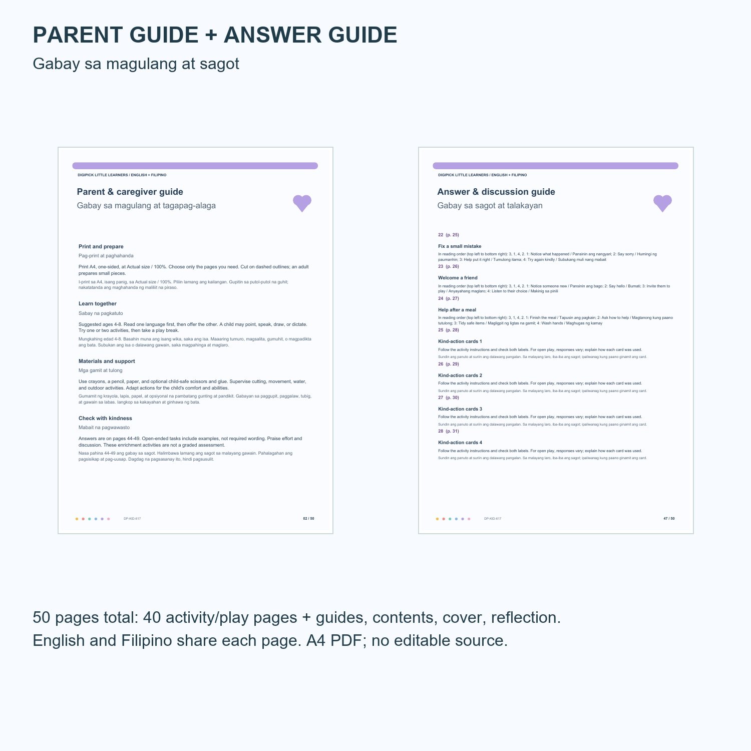 Kindness & Good Manners - English + Filipino, 50 Pages - actual included file preview