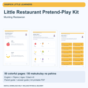 Little Restaurant Pretend-Play Kit - English + Filipino, 50 Pages - original DigiPick digital product cover