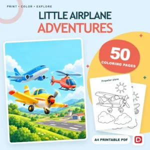 Little Airplane Adventures - 50 Coloring Pages (A4 PDF) - original DigiPick digital product cover