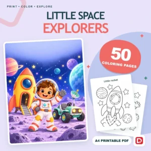 Little Space Explorers - 50 Coloring Pages (A4 PDF) - original DigiPick digital product cover