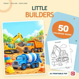 Little Builders - 50 Coloring Pages (A4 PDF) - original DigiPick digital product cover