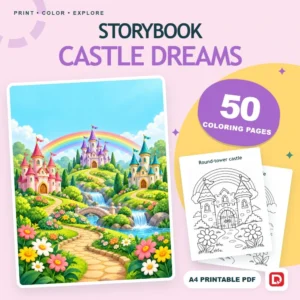 Storybook Castle Dreams - 50 Coloring Pages (A4 PDF) - original DigiPick digital product cover