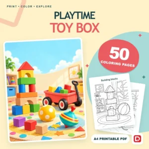 Playtime Toy Box - 50 Coloring Pages (A4 PDF) - original DigiPick digital product cover