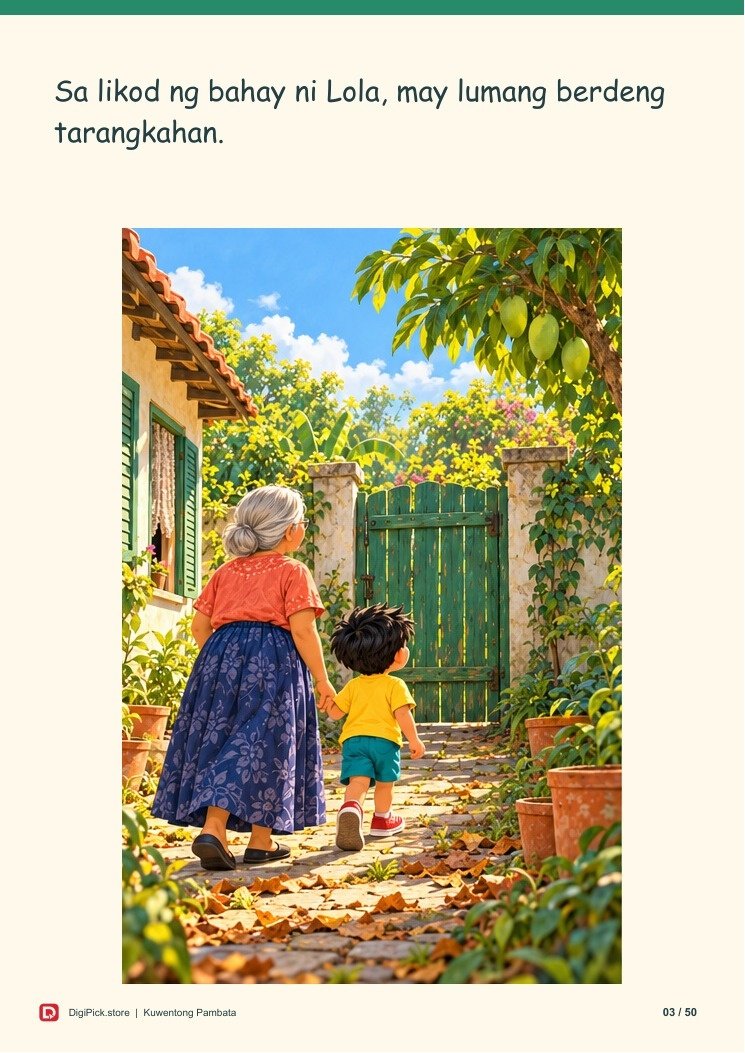 Si Nico at ang Hardin ng Munting Himala - 50-Page Filipino Storybook (A4 PDF) - actual included file preview