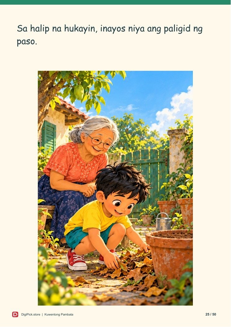 Si Nico at ang Hardin ng Munting Himala - 50-Page Filipino Storybook (A4 PDF) - actual included file preview