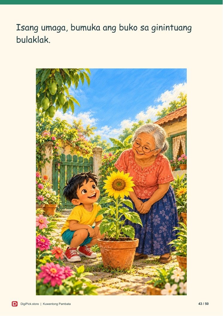 Si Nico at ang Hardin ng Munting Himala - 50-Page Filipino Storybook (A4 PDF) - actual included file preview