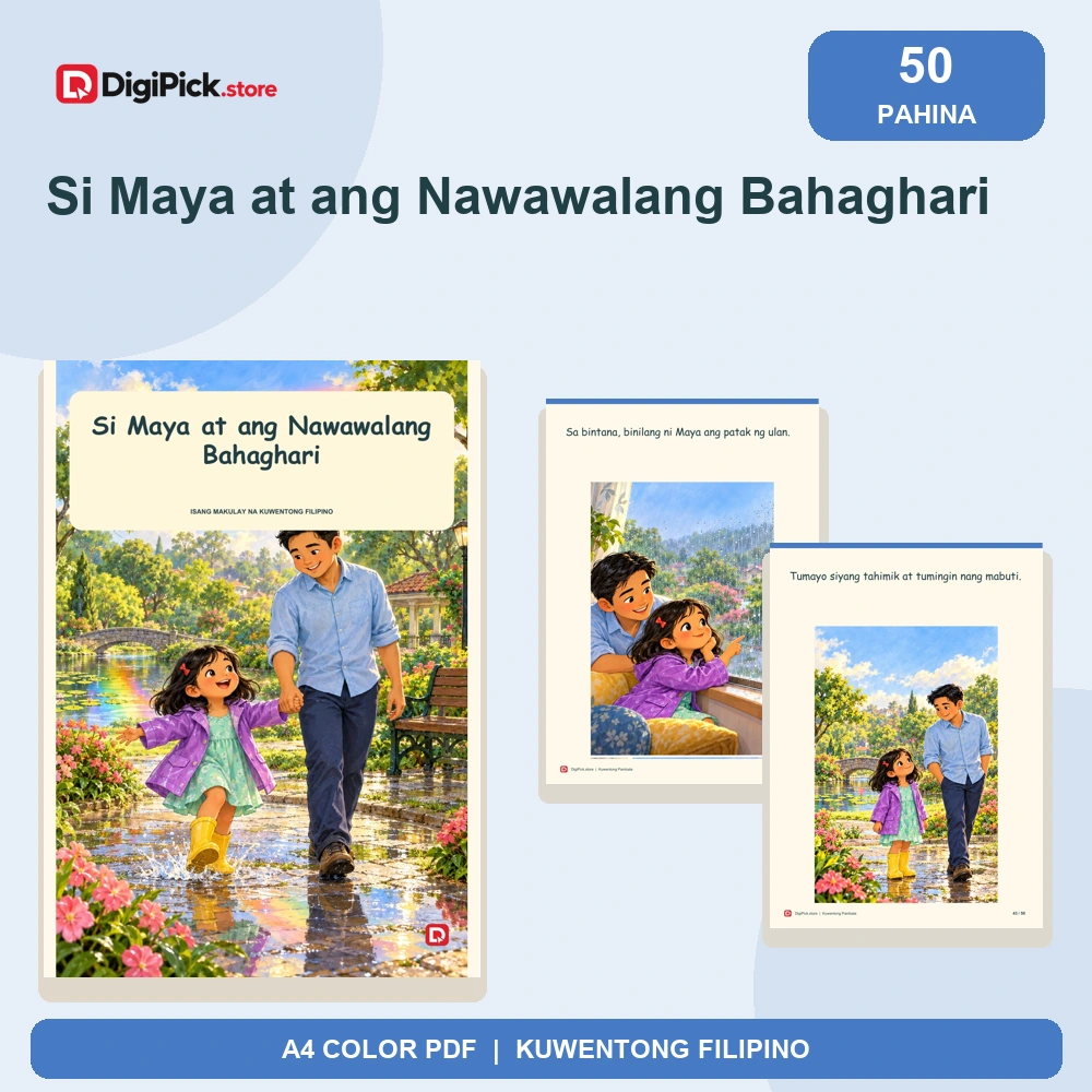 Si Maya at ang Nawawalang Bahaghari - 50-Page Filipino Storybook (A4 PDF) - original DigiPick digital product cover