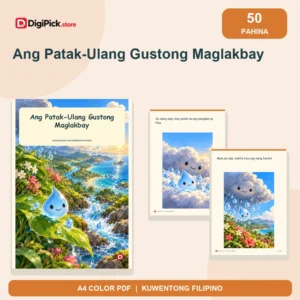 Ang Patak-Ulang Gustong Maglakbay - 50-Page Filipino Storybook (A4 PDF) - original DigiPick digital product cover