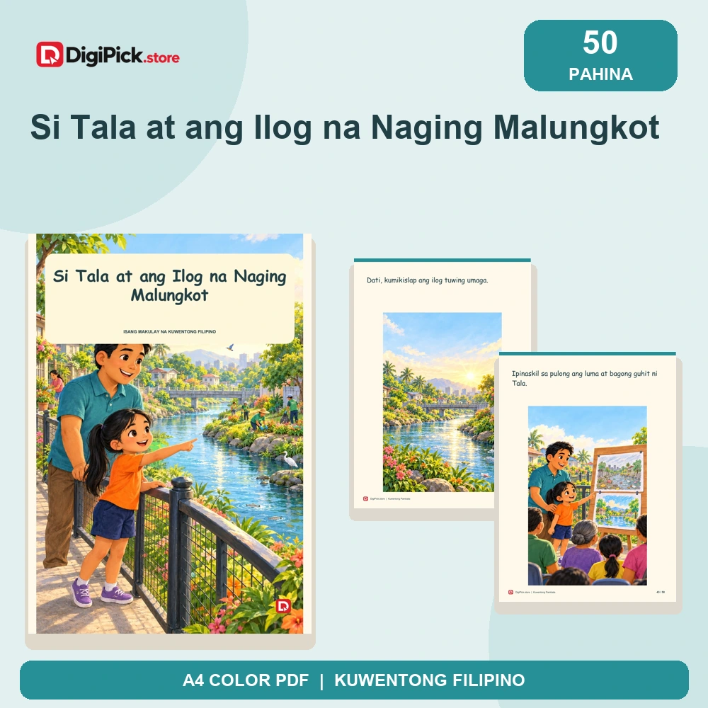 Si Tala at ang Ilog na Naging Malungkot - 50-Page Filipino Storybook (A4 PDF) - original DigiPick digital product cover
