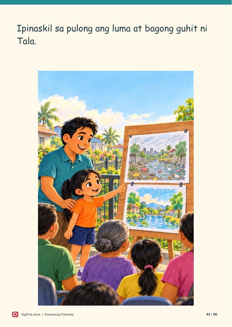Si Tala at ang Ilog na Naging Malungkot - 50-Page Filipino Storybook (A4 PDF) - actual included file preview