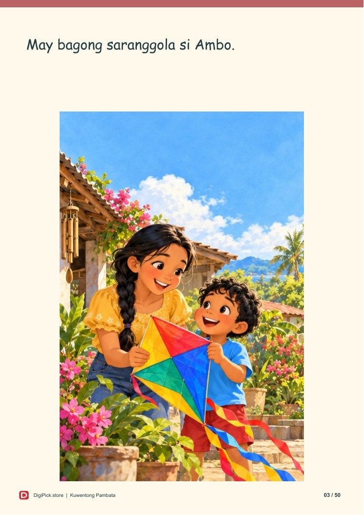 Ang Araw na Nagpahinga ang Hangin - 50-Page Filipino Storybook (A4 PDF) - actual included file preview