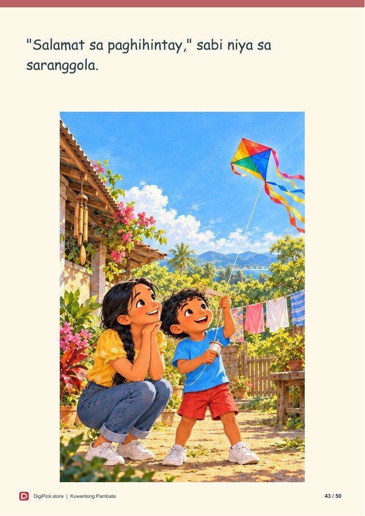 Ang Araw na Nagpahinga ang Hangin - 50-Page Filipino Storybook (A4 PDF) - actual included file preview