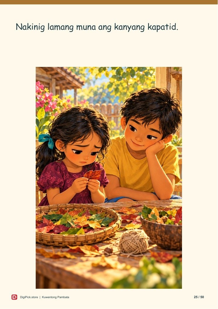 Si Amihan at ang mga Dahon ng Pasasalamat - 50-Page Filipino Storybook (A4 PDF) - actual included file preview