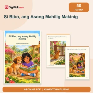 Si Bibo, ang Asong Mahilig Makinig - 50-Page Filipino Storybook (A4 PDF) - original DigiPick digital product cover