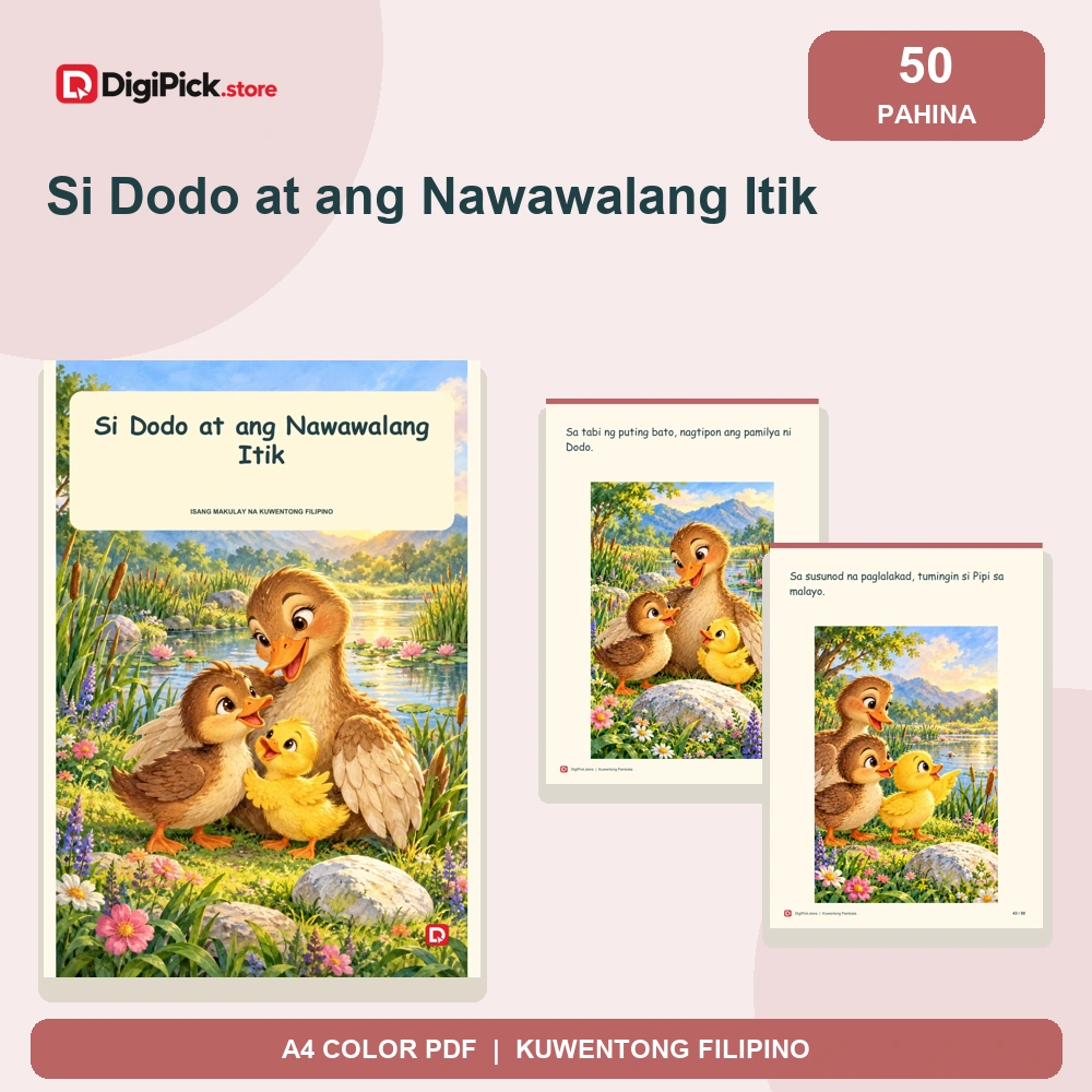 Si Dodo at ang Nawawalang Itik - 50-Page Filipino Storybook (A4 PDF) - original DigiPick digital product cover