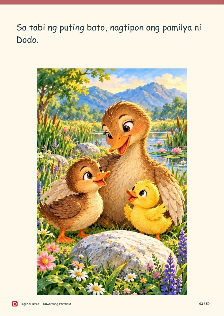Si Dodo at ang Nawawalang Itik - 50-Page Filipino Storybook (A4 PDF) - actual included file preview
