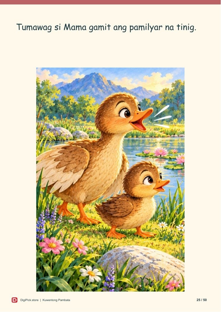 Si Dodo at ang Nawawalang Itik - 50-Page Filipino Storybook (A4 PDF) - actual included file preview