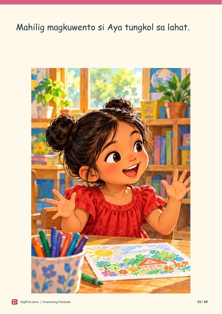 Si Aya at ang Kaibigang Tahimik - 50-Page Filipino Storybook (A4 PDF) - actual included file preview