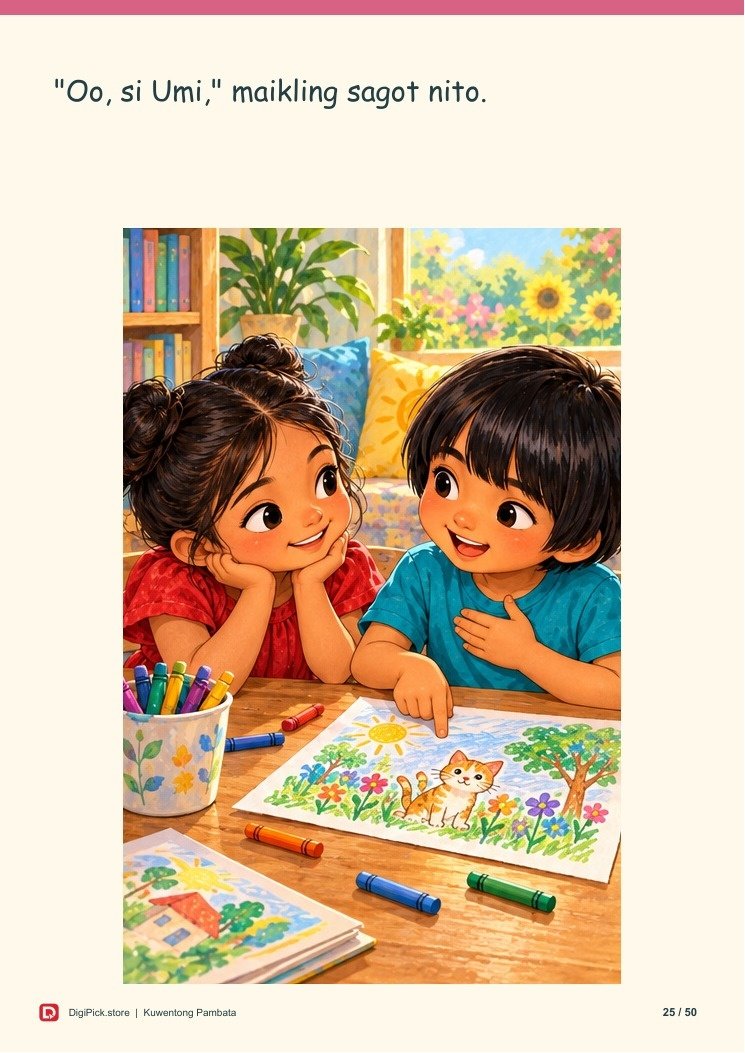 Si Aya at ang Kaibigang Tahimik - 50-Page Filipino Storybook (A4 PDF) - actual included file preview