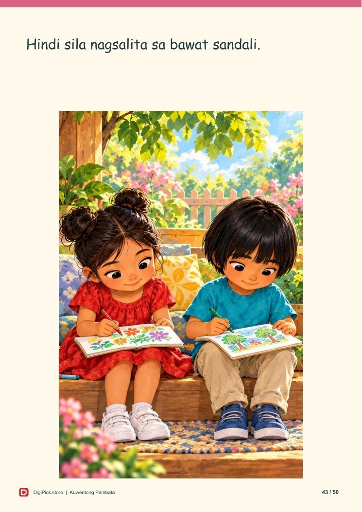 Si Aya at ang Kaibigang Tahimik - 50-Page Filipino Storybook (A4 PDF) - actual included file preview