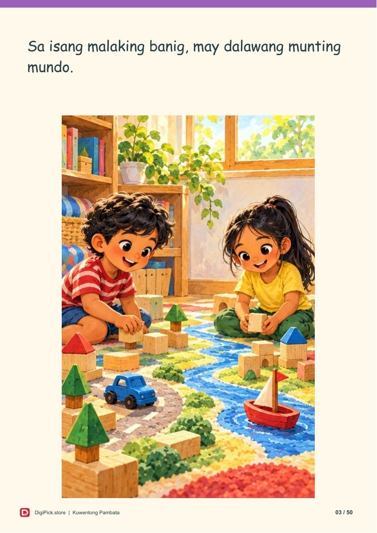 Ang Tulay ng mga Laruan - 50-Page Filipino Storybook (A4 PDF) - actual included file preview