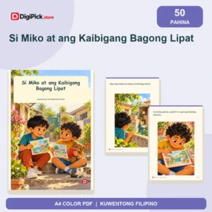 Si Miko at ang Kaibigang Bagong Lipat - 50-Page Filipino Storybook (A4 PDF) - original DigiPick digital product cover