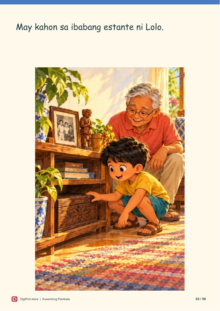 Ang Kahon ng mga Alaala ni Lolo - 50-Page Filipino Storybook (A4 PDF) - actual included file preview