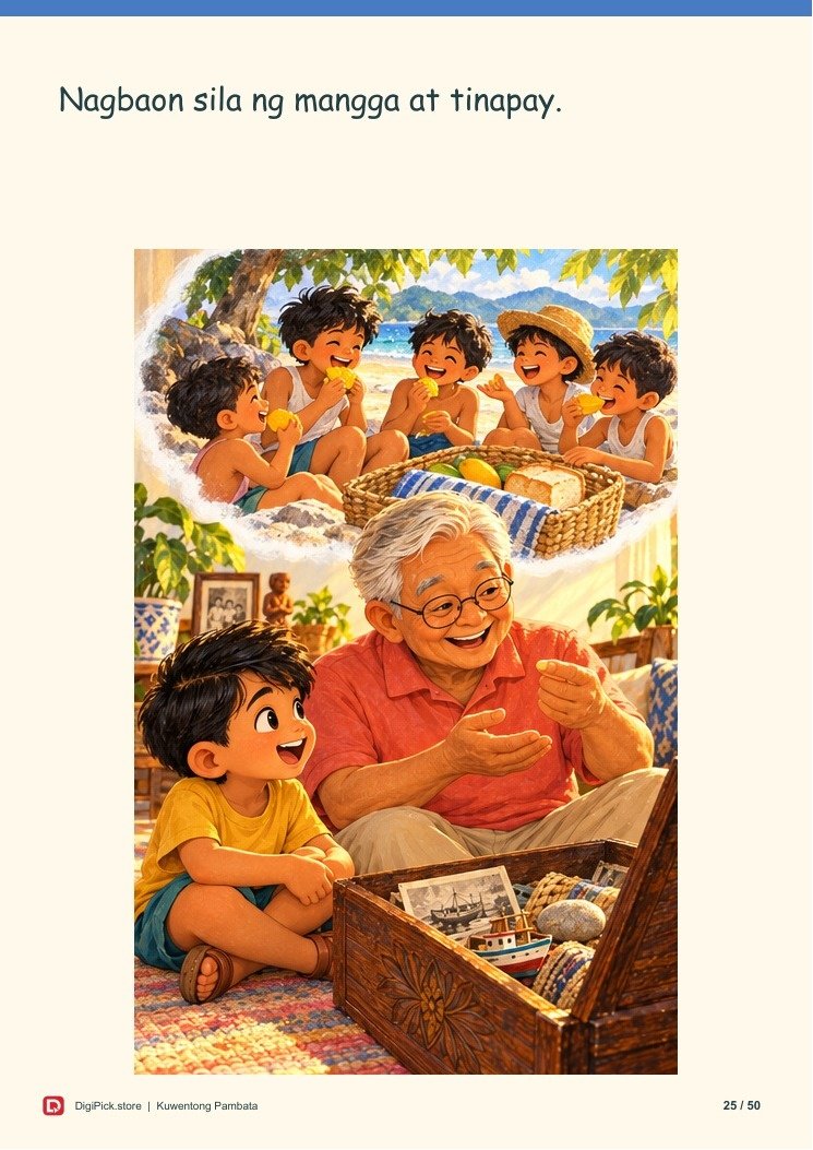 Ang Kahon ng mga Alaala ni Lolo - 50-Page Filipino Storybook (A4 PDF) - actual included file preview