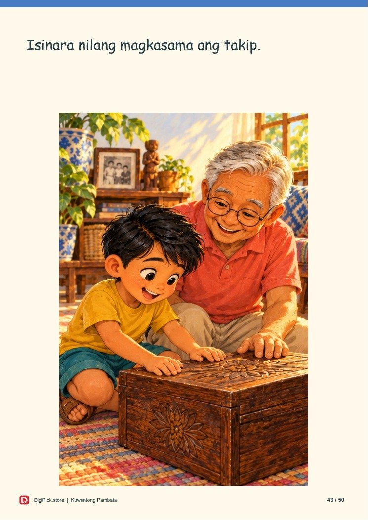 Ang Kahon ng mga Alaala ni Lolo - 50-Page Filipino Storybook (A4 PDF) - actual included file preview