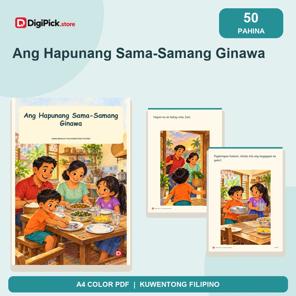 Ang Hapunang Sama-Samang Ginawa - 50-Page Filipino Storybook (A4 PDF) - original DigiPick digital product cover