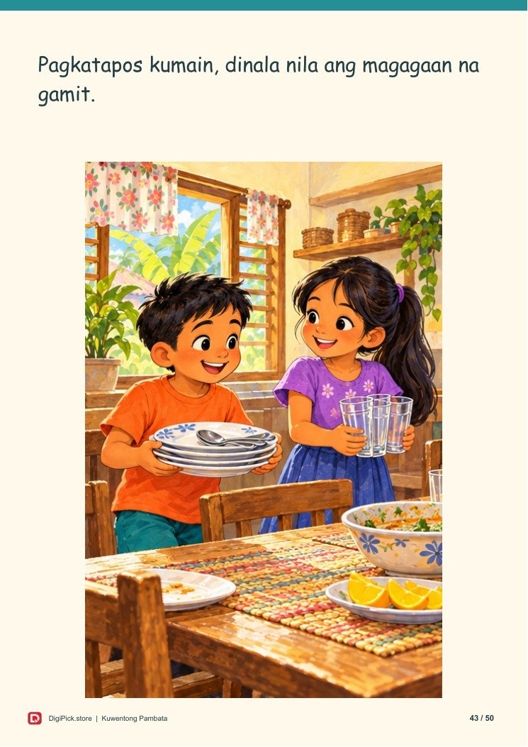 Ang Hapunang Sama-Samang Ginawa - 50-Page Filipino Storybook (A4 PDF) - actual included file preview