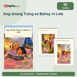 Ang Unang Tulog sa Bahay ni Lola - 50-Page Filipino Storybook (A4 PDF) - original DigiPick digital product cover